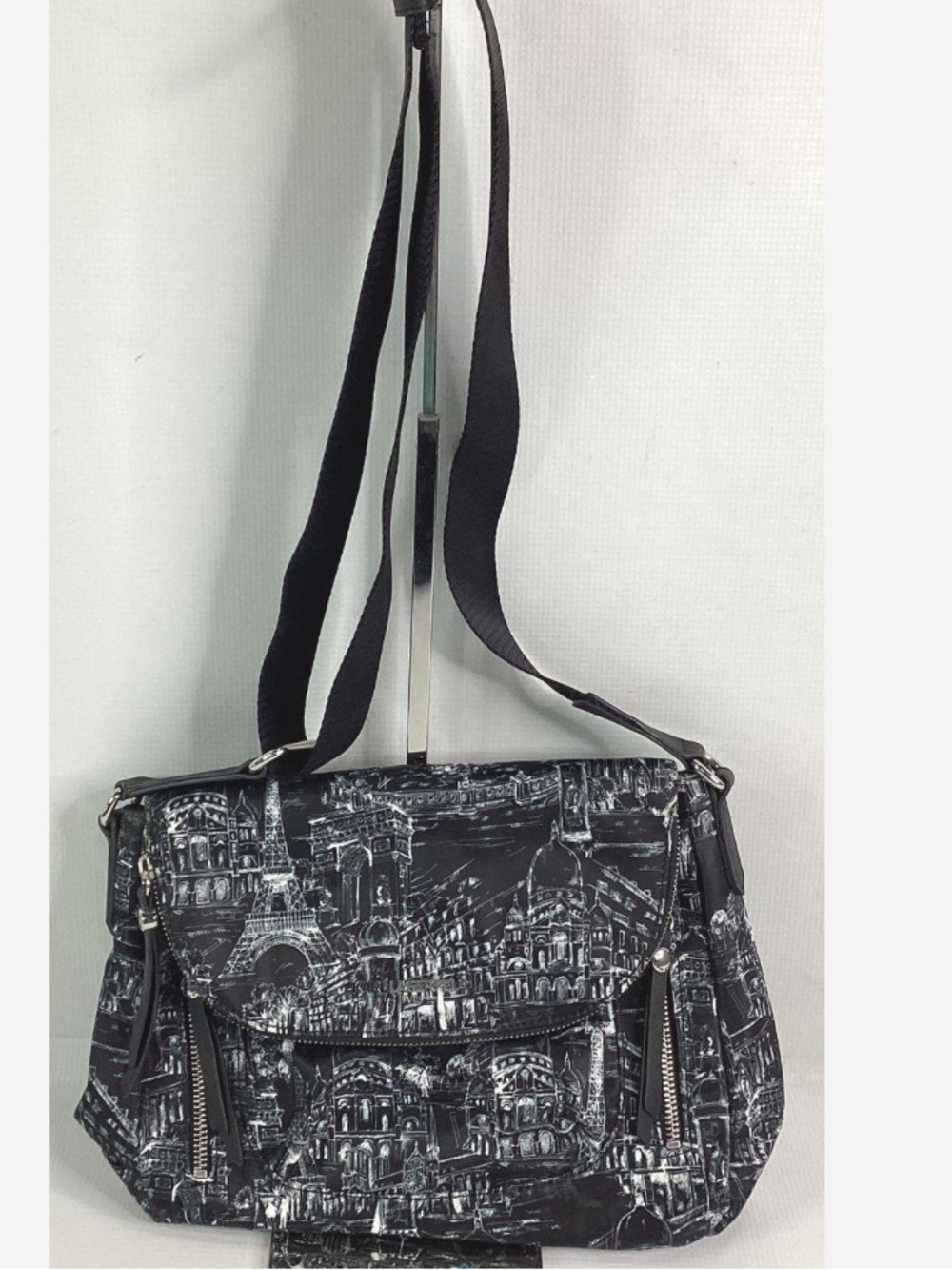 Karl Lagerfeld Black & White Architectural Print Messenger Bag